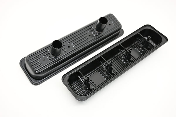 Steel Circle Track Racing Center Bolt Valve Covers Fits 1987–2000 Chevy SB 5.0L/305 & 5.7L/350– Black