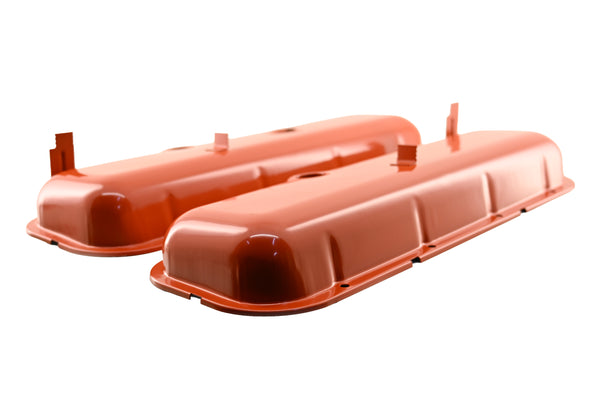Steel Valve Covers Fits 1965-72 Big Block Chevy 396 427 454 Short w/ Dripper Rails - Orange