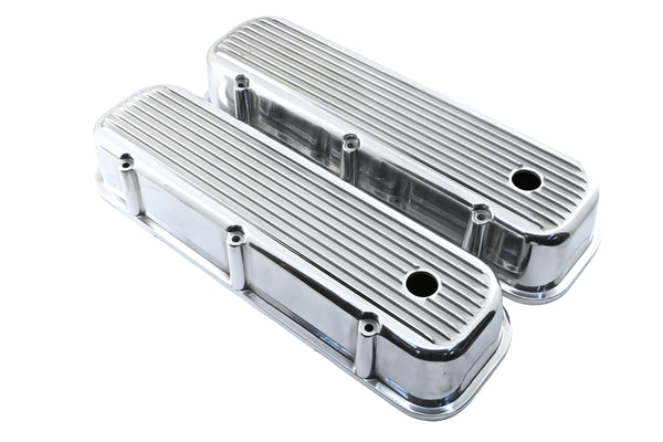 Aluminum Valve Covers with Bolt Kit Fits 1965–1995 Big Block Chevy BBC 396–502 – Tall – Finned – Polished