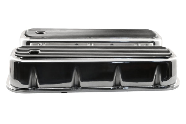 Aluminum Valve Covers with Bolt Kit Fits 1965–1995 Big Block Chevy BBC 396–502 – Tall – Finned – Polished