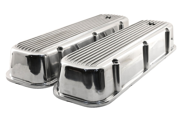 Aluminum Valve Covers with Bolt Kit Fits 1965–1995 Big Block Chevy BBC 396–502 – Tall – Finned – Polished