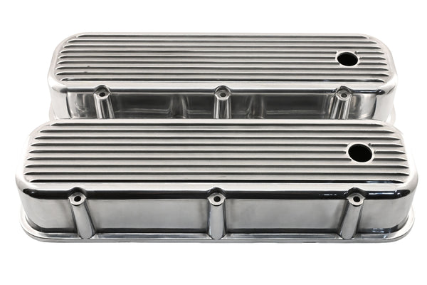 Aluminum Valve Covers with Bolt Kit Fits 1965–1995 Big Block Chevy BBC 396–502 – Tall – Finned – Polished