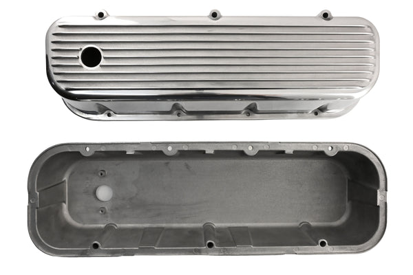 Aluminum Valve Covers with Bolt Kit Fits 1965–1995 Big Block Chevy BBC 396–502 – Tall – Finned – Polished