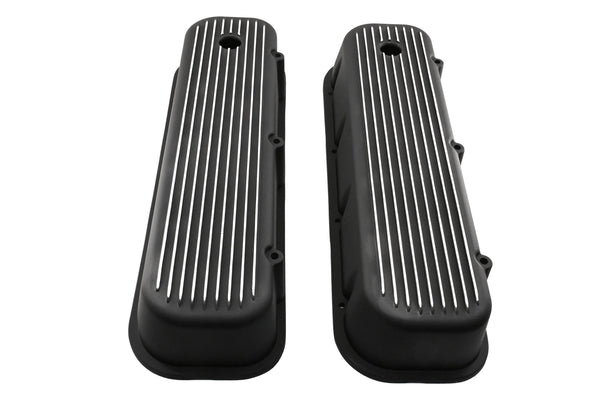 Aluminum Valve Covers with Bolt Kit Fits 1965–1995 Big Block Chevy BBC 396–502 – Tall – Finned – Black