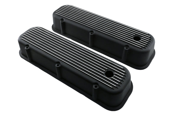 Aluminum Valve Covers with Bolt Kit Fits 1965–1995 Big Block Chevy BBC 396–502 – Tall – Finned – Black
