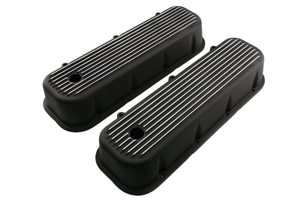 Aluminum Valve Covers with Bolt Kit Fits 1965–1995 Big Block Chevy BBC 396–502 – Tall – Finned – Black