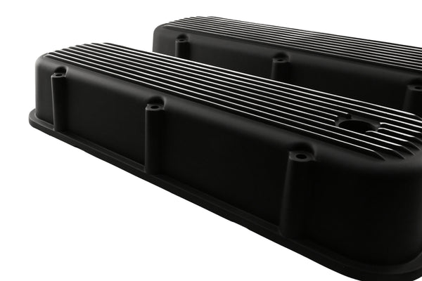 Aluminum Valve Covers with Bolt Kit Fits 1965–1995 Big Block Chevy BBC 396–502 – Tall – Finned – Black