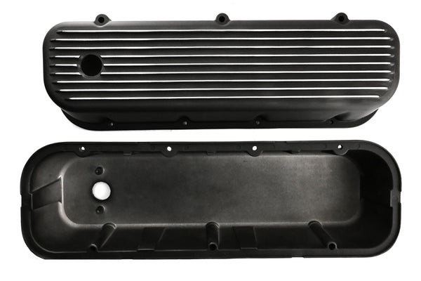 Aluminum Valve Covers with Bolt Kit Fits 1965–1995 Big Block Chevy BBC 396–502 – Tall – Finned – Black
