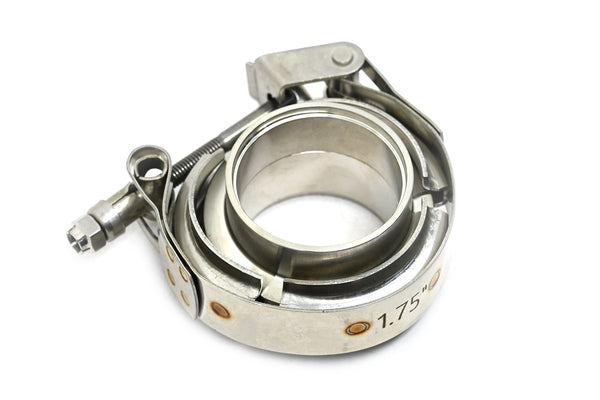 Interlocking V-Band Exhaust Clamp Kit with Male/Female Flanges – 2.25 Inch (57.9mm) 304 Stainless Steel
