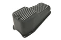 ALUMINUM 1980-85 CHEVY SB 262-400 STOCK CAPACITY OIL PAN - RETRO POLISHED FINNED BAFFLED - BLACK