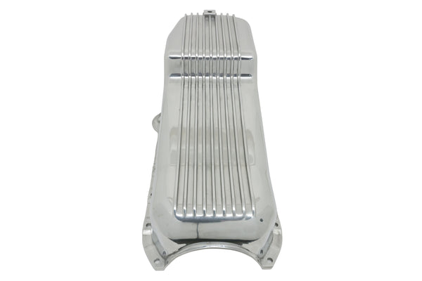 CFR Performance Aluminum 1958–79 Chevy SB 262–400 Stock Capacity Oil Pan – Retro Finned Baffled – Polished