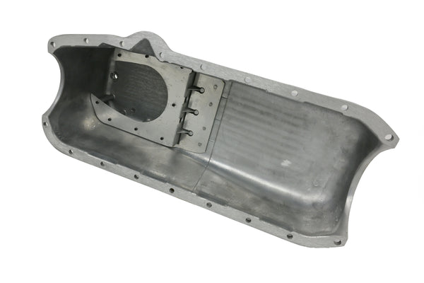 CFR Performance Aluminum 1958–79 Chevy SB 262–400 Stock Capacity Oil Pan – Retro Finned Baffled – Polished