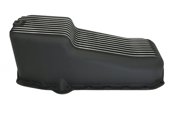 CFR Performance Aluminum 1958–79 Chevy SB 262–400 Stock Capacity Oil Pan – Retro Finned Baffled – Black