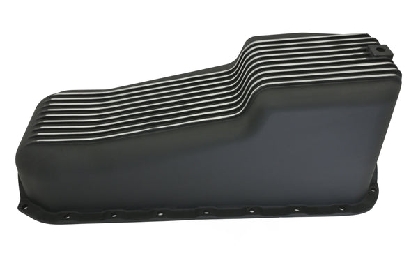 CFR Performance Aluminum 1958–79 Chevy SB 262–400 Stock Capacity Oil Pan – Retro Finned Baffled – Black