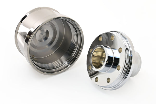 CHEVY-FORD-MOPAR BLACK BILLET ALUMINUM BREATHER - SMOOTH BLACK CHROME