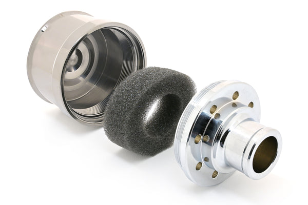 CHEVY-FORD-MOPAR BLACK BILLET ALUMINUM BREATHER - SMOOTH BLACK CHROME
