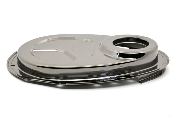 Steel Chevy 1955–1995 SB 283–400 Timing Chain Cover – Black Chrome