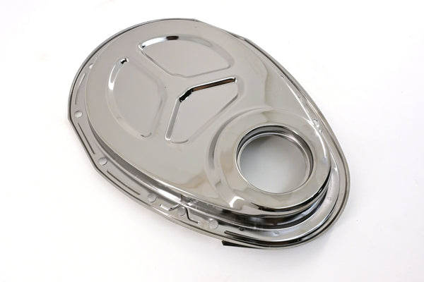 Steel Chevy 1955–1995 SB 283–400 Timing Chain Cover – Black Chrome