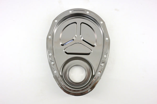 Steel Chevy 1955–1995 SB 283–400 Timing Chain Cover – Black Chrome