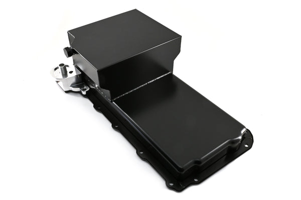 Compatible/Replacement STEEL Chevy GM LS Engines Oil Pan 7 QT Filter Adapter Kit w/Bolts, Pickup, Gasket – Black