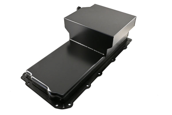 Compatible/Replacement STEEL Chevy GM LS Engines Oil Pan 7 QT Filter Adapter Kit w/Bolts, Pickup, Gasket – Black