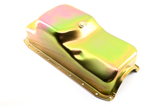 NHRA Approved Steel Oil Pan Fits 1964–1987 Chrysler/Mopar 273-318-340 – Stock Capacity – Mid-Rear Sump – Zinc