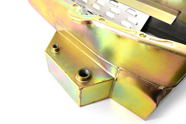 STEEL 1958-1979 CHEVY SB 283-427 ROAD RACING OIL PAN W- WINDAGE TRAY - ZINC