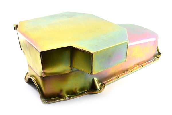 STEEL 1958-1979 CHEVY SB 283-427 ROAD RACING OIL PAN W- WINDAGE TRAY - ZINC