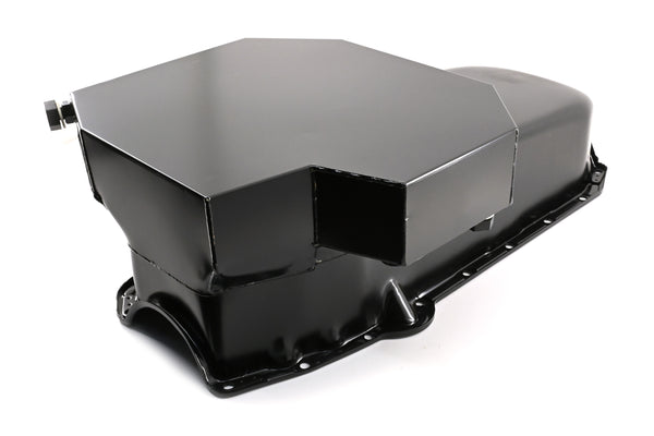 STEEL 1958-1979 CHEVY SB 283-427 ROAD RACING OIL PAN W- WINDAGE TRAY - BLACK