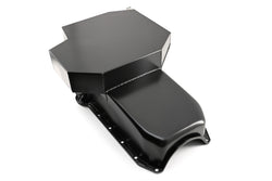 STEEL 1958-1979 CHEVY SB 283-427 ROAD RACING OIL PAN W- WINDAGE TRAY - BLACK