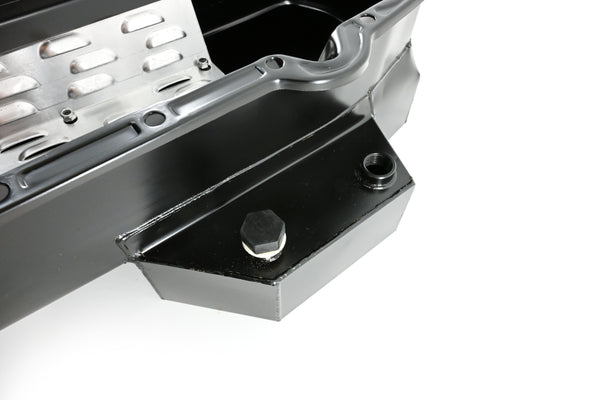 STEEL 1958-1979 CHEVY SB 283-427 ROAD RACING OIL PAN W- WINDAGE TRAY - BLACK