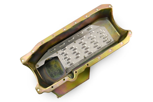 STEEL 1986-2002 CHEVY SB 305-427 ROAD RACING OIL PAN W- WINDAGE TRAY - ZINC