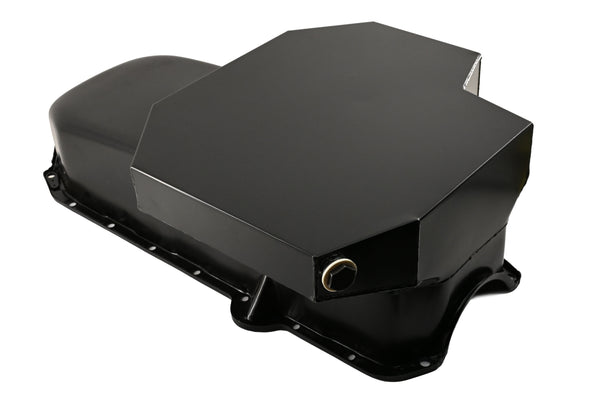 STEEL 1980-85 CHEVY SB 305-427 ROAD RACING OIL PAN W- WINDAGE TRAY - BLACK