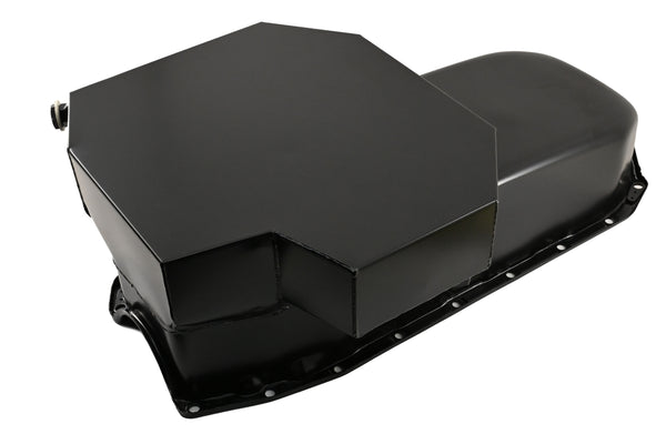 STEEL 1980-85 CHEVY SB 305-427 ROAD RACING OIL PAN W- WINDAGE TRAY - BLACK