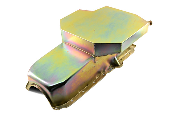 STEEL RACING OIL PAN – ZINC COATED – COMPATIBLE WITH 1986–2002 CHEVY SB 283/305/327/350/400 (ONE-PIECE REAR MAIN SEAL)
