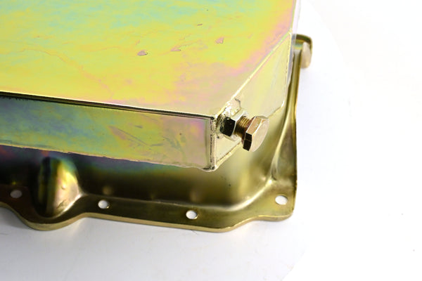 STEEL RACING OIL PAN – ZINC COATED – COMPATIBLE WITH 1986–2002 CHEVY SB 283/305/327/350/400 (ONE-PIECE REAR MAIN SEAL)