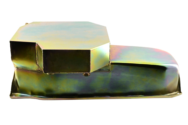 STEEL RACING OIL PAN – ZINC COATED – COMPATIBLE WITH 1986–2002 CHEVY SB 283/305/327/350/400 (ONE-PIECE REAR MAIN SEAL)