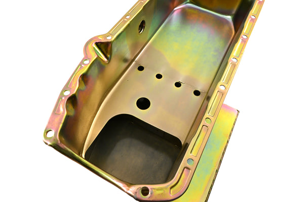 Steel Oil Pan – Fits 1958–1979 Chevy SB 283–400 – Champion Racing – IMCA Circle Track – Zinc