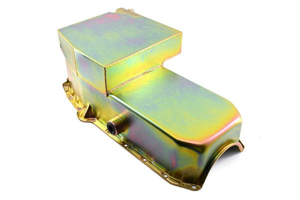 STEEL1958-79 CHEVY SB 283-400 IMCA CIRCLE TRACK RACING OIL PAN W-INSPECTION PLUG - ZINC