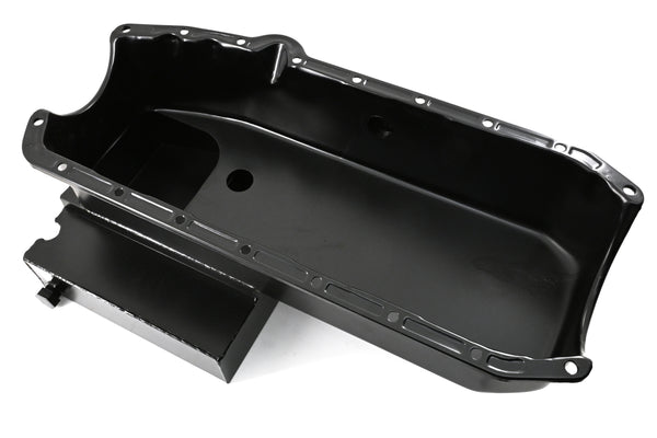 STEEL 1958-79 CHEVY SB 283-400 IMCA CIRCLE TRACK RACING OIL PAN W-INSPECTION PLUG - BLACK