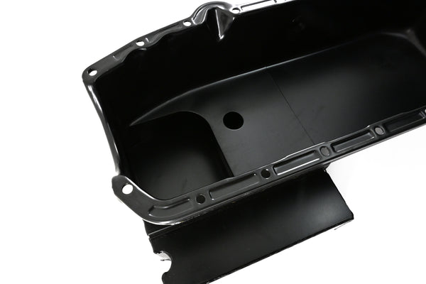 STEEL 1958-79 CHEVY SB 283-400 IMCA CIRCLE TRACK RACING OIL PAN W-INSPECTION PLUG - BLACK
