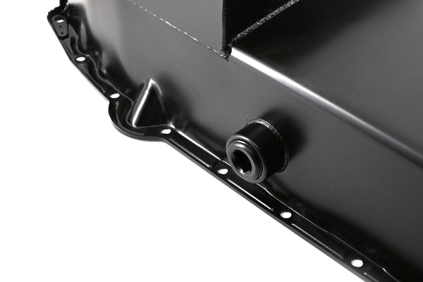 STEEL 1958-79 CHEVY SB 283-400 IMCA CIRCLE TRACK RACING OIL PAN W-INSPECTION PLUG - BLACK