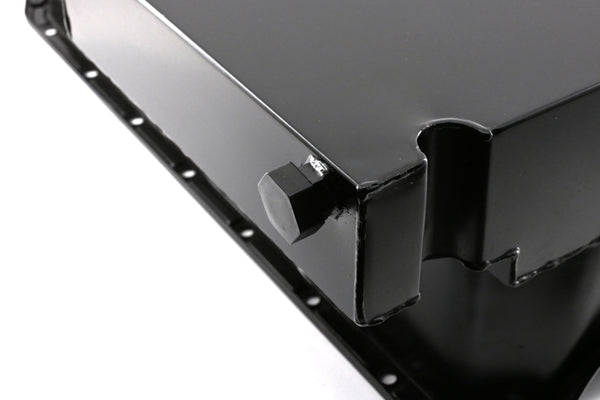 STEEL 1958-79 CHEVY SB 283-400 IMCA CIRCLE TRACK RACING OIL PAN W-INSPECTION PLUG - BLACK