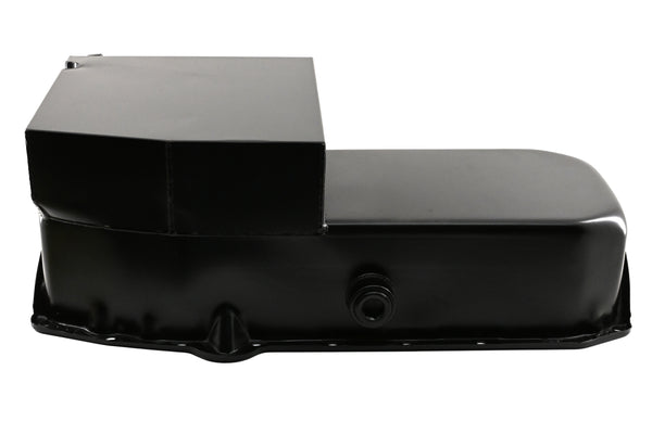 STEEL 1958-79 CHEVY SB 283-400 IMCA CIRCLE TRACK RACING OIL PAN W-INSPECTION PLUG - BLACK