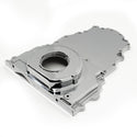 ALUMINUM CHEVY LS TWO PIECE TIMING CHAIN COVER W-O CAM SENSOR HOLE - CHROME