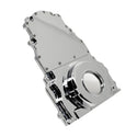 ALUMINUM CHEVY LS TWO PIECE TIMING CHAIN COVER W-O CAM SENSOR HOLE - CHROME