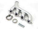 Cast Iron Exhaust Manifolds - Driver Side V-Band Clamp | 2002–2012 Chevy LS-Based Engines | Ceramic Silver Finish