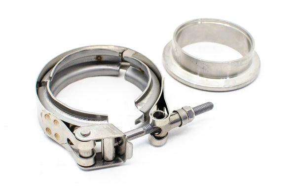Cast Iron Exhaust Manifolds - Driver Side V-Band Clamp | 2002–2012 Chevy LS-Based Engines | Ceramic Silver Finish
