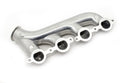 CAST IRON EXHAUST MANIFOLD – PASSENGER SIDE – V-BAND CLAMP – 2002–2012 CHEVY LS – CERAMIC SILVER