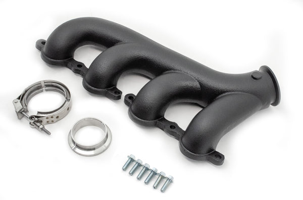 CAST IRON EXHAUST MANIFOLDS V BAND DRIVER PASSENGER 02-12 CHEVY LS BASED KIT - BLACK